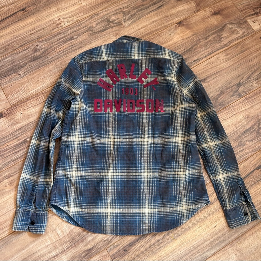 Harley-Davidson Women's Blue Plaid Top
